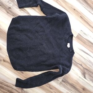 SO Black Ribbed Crew Neck Sweater